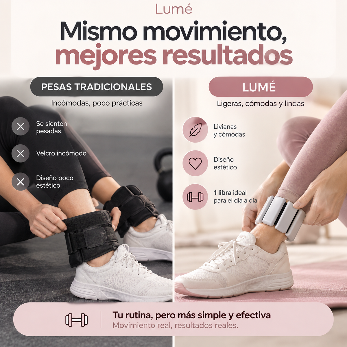 Lumé - 2 Pesas de Silicona para Muñeca y Tobillo | Tonifica sin Gimnasio