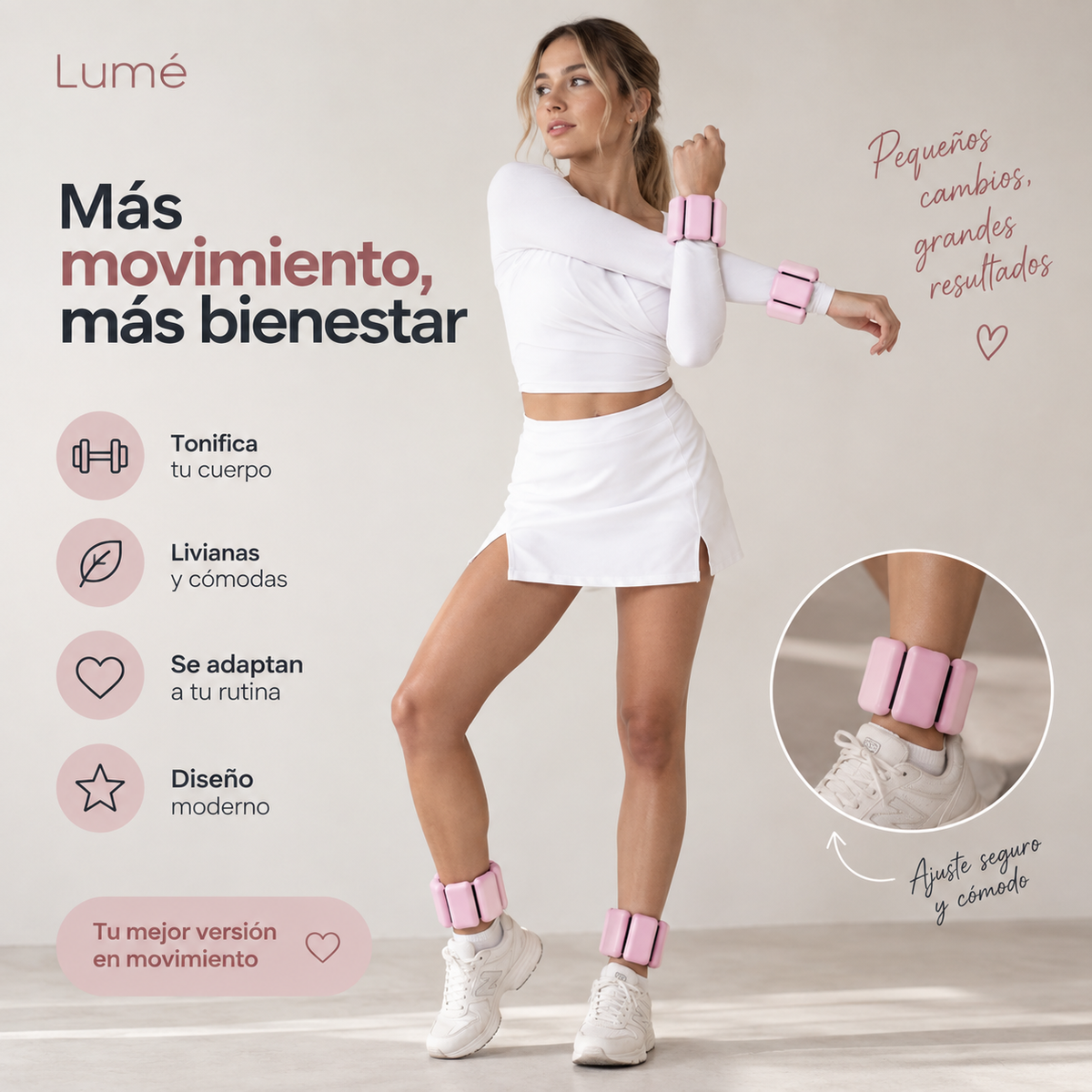 Lumé - 2 Pesas de Silicona para Muñeca y Tobillo | Tonifica sin Gimnasio